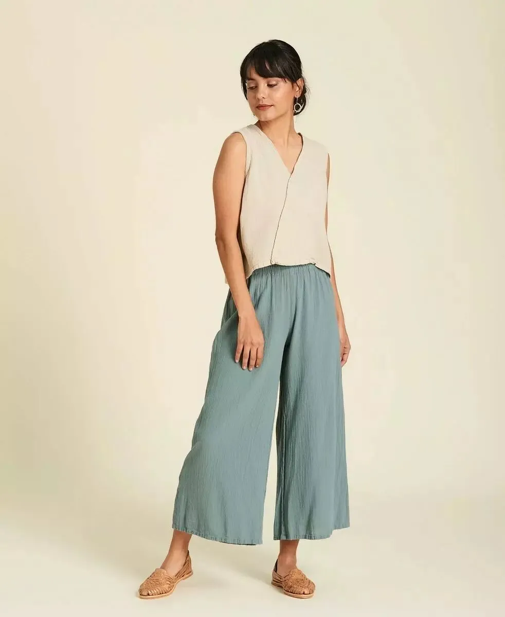 Pantalon jupe culotte vert olive Ahuma