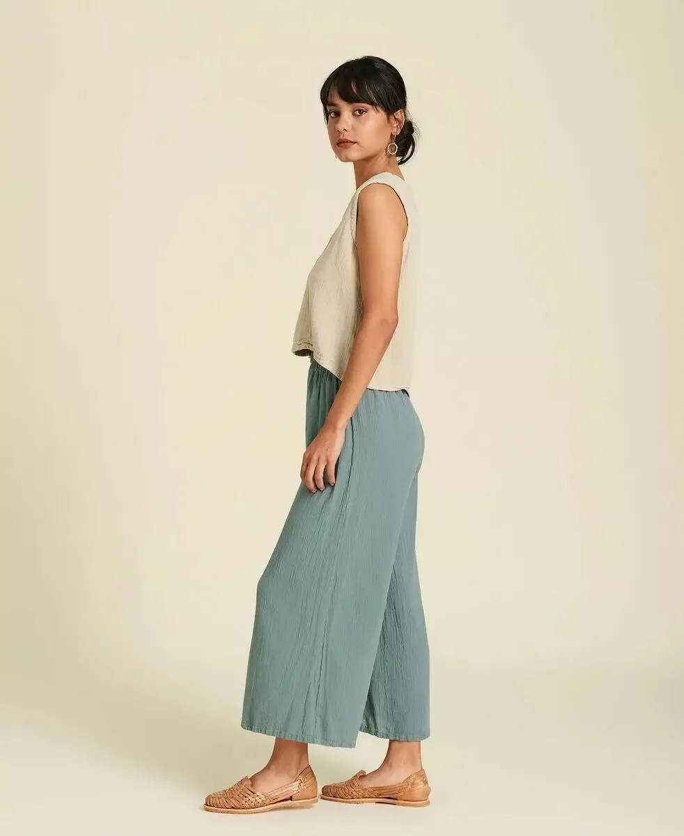 Pantalon jupe culotte vert olive Ahuma