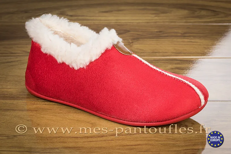 Pantoufles nubuck rouge