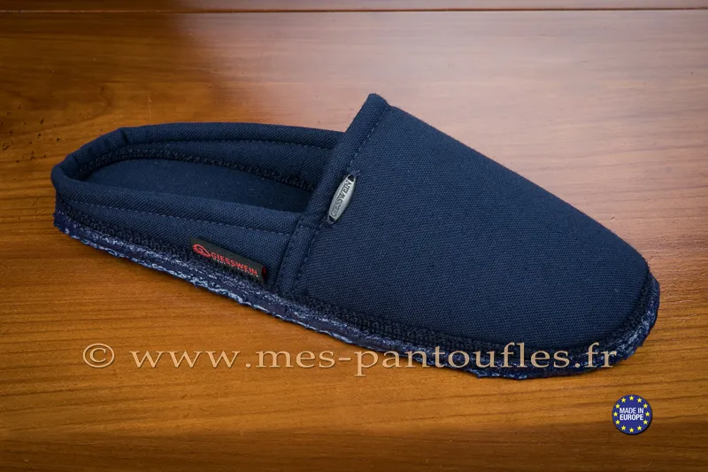 Pantoufles toile bleue semelle antidérapante