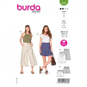 Patron jupe-culotte Femme - Burda n°6138