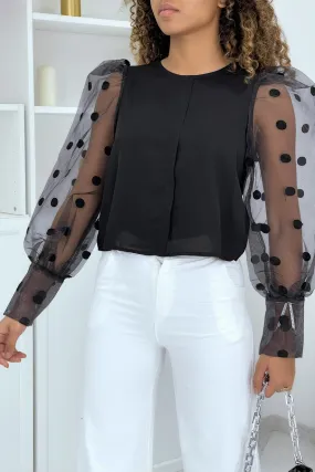 Petite blouse noire à manches ballons