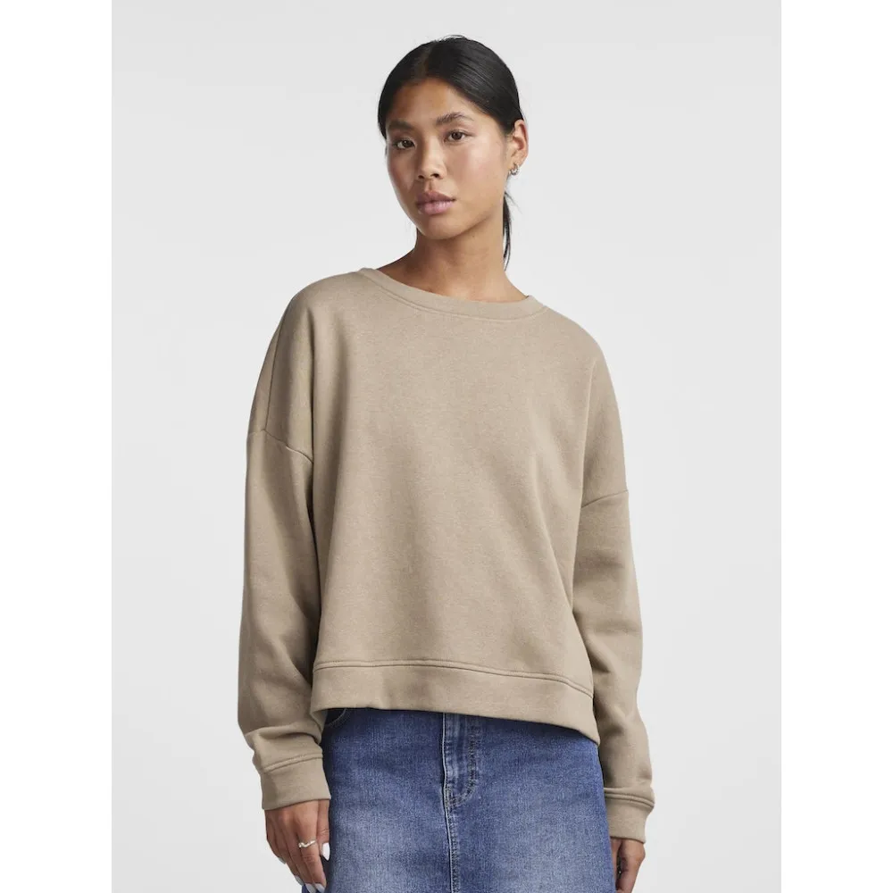 Pieces Sweat Chilli 17113432 col rond beige