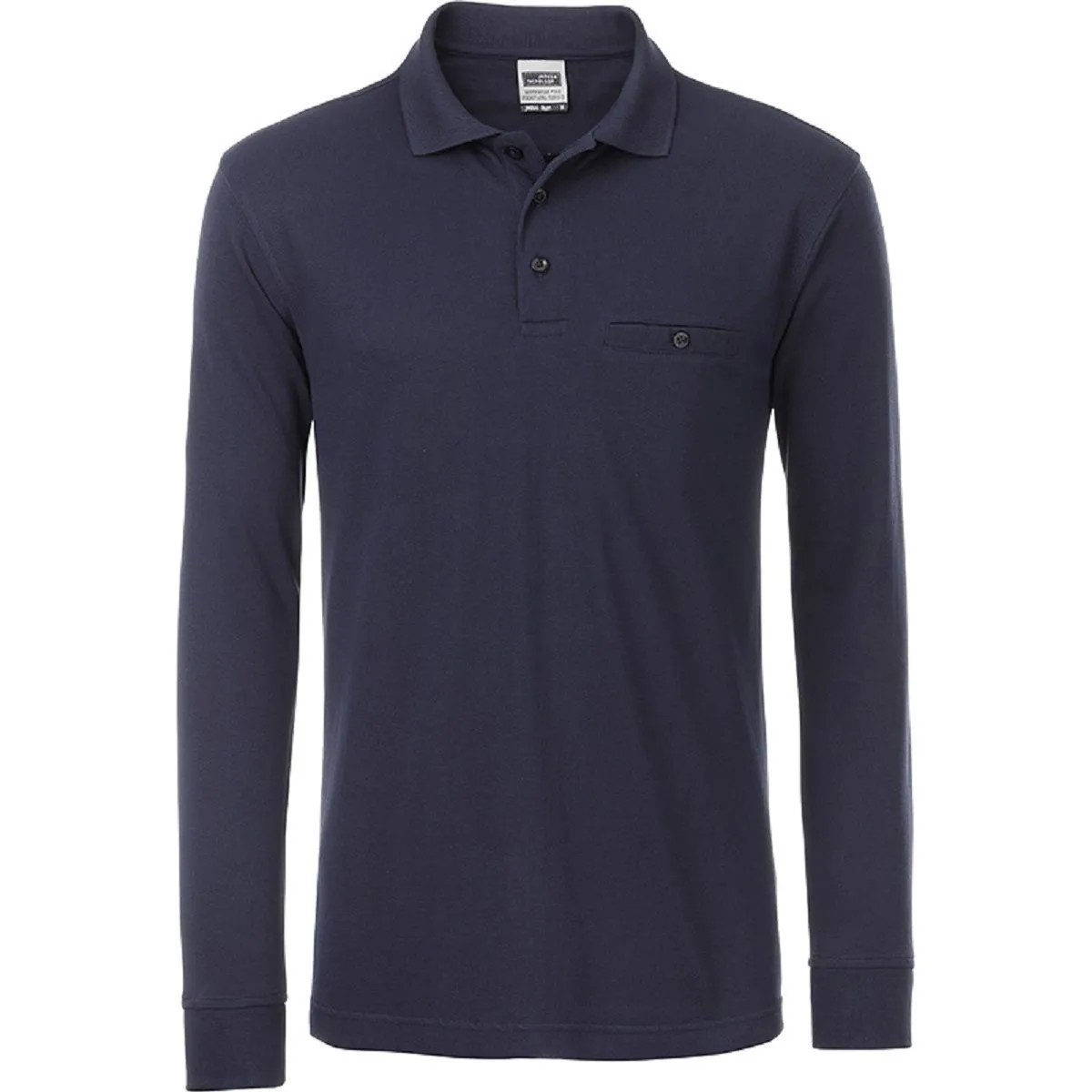 Polo homme poche poitrine manches longues - JN866 - bleu marine - workwear 