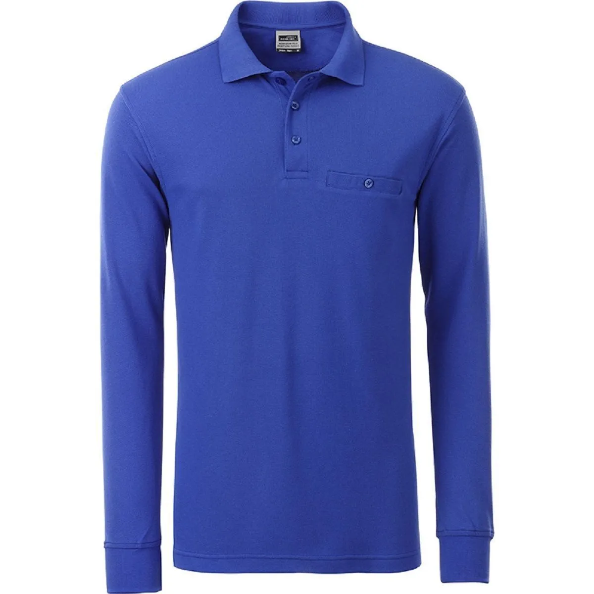 Polo homme poche poitrine manches longues - JN866 - bleu roi - workwear 