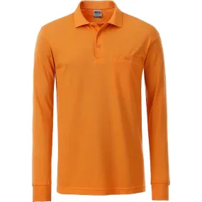 Polo homme poche poitrine manches longues - JN866 - orange - workwear 