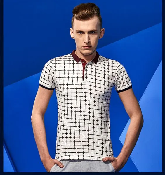 Polo Homme à manches courtes avec Motif Géométrique Plus