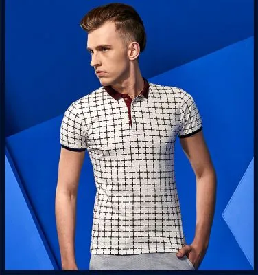 Polo Homme à manches courtes avec Motif Géométrique Plus