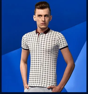 Polo Homme à manches courtes avec Motif Géométrique Plus