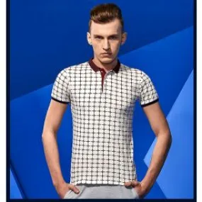 Polo Homme à manches courtes avec Motif Géométrique Plus