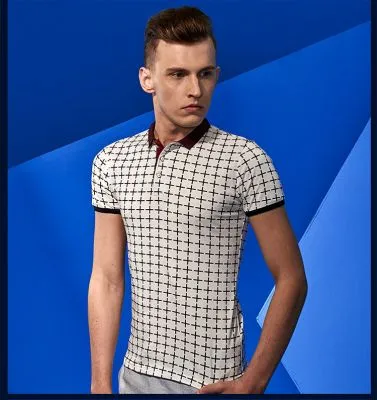 Polo Homme à manches courtes avec Motif Géométrique Plus