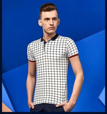 Polo Homme à manches courtes avec Motif Géométrique Plus