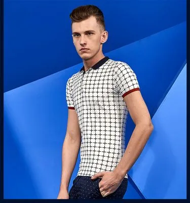 Polo Homme à manches courtes avec Motif Géométrique Plus