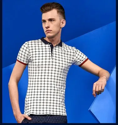 Polo Homme à manches courtes avec Motif Géométrique Plus