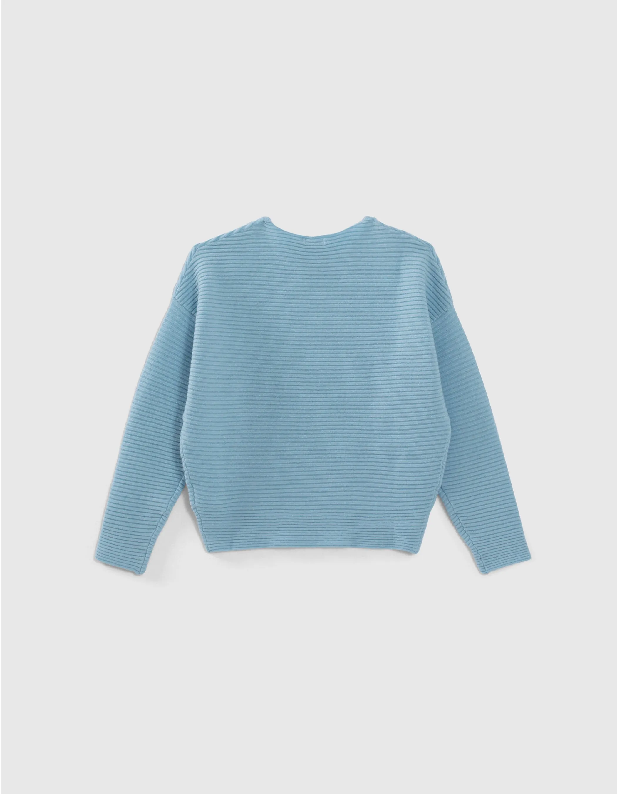 Pull bleu tricot côtelé fille