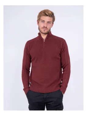 Pull col montant zippé pur coton LOTANOL - Bordeaux