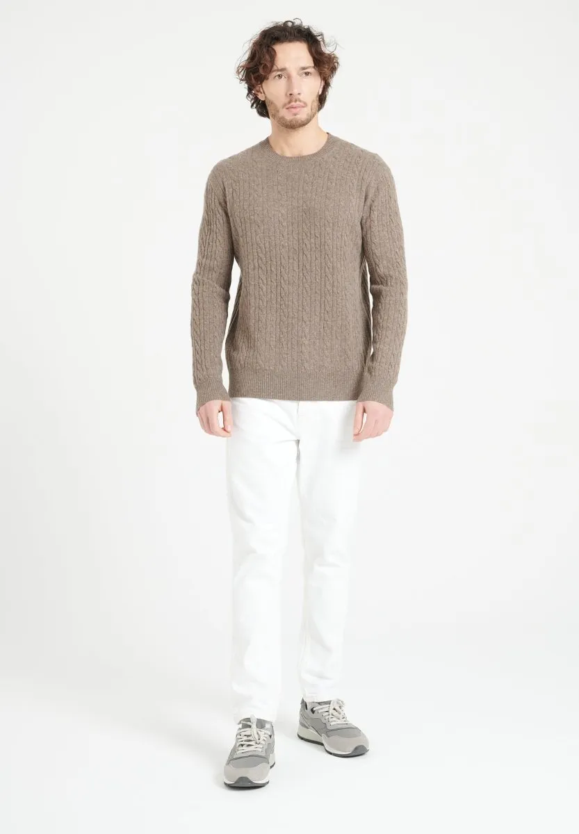 Pull col rond cachemire taupe homme - ZACH 5