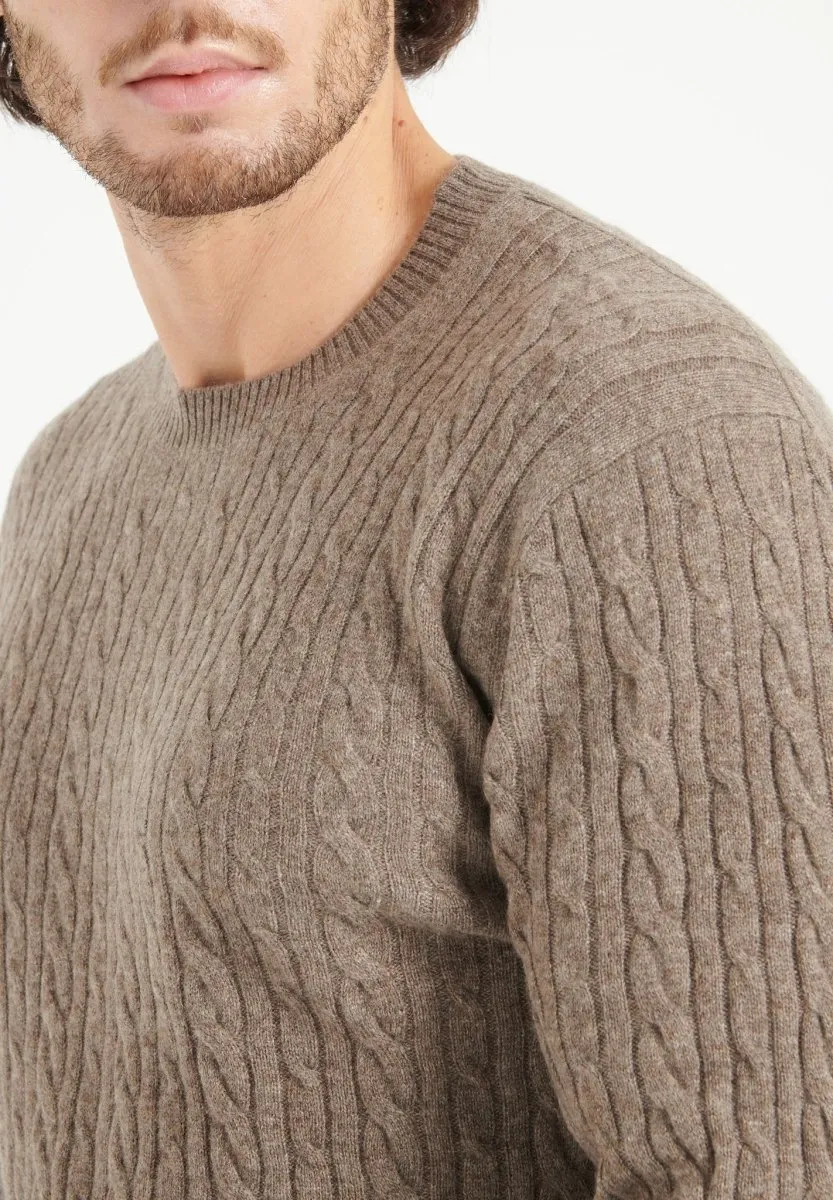 Pull col rond cachemire taupe homme - ZACH 5