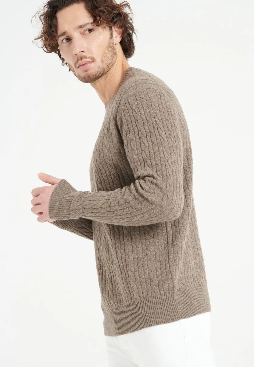 Pull col rond cachemire taupe homme - ZACH 5