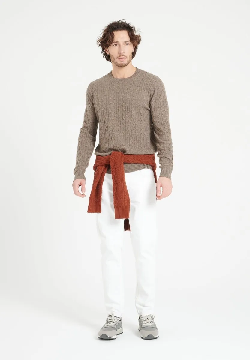 Pull col rond cachemire taupe homme - ZACH 5