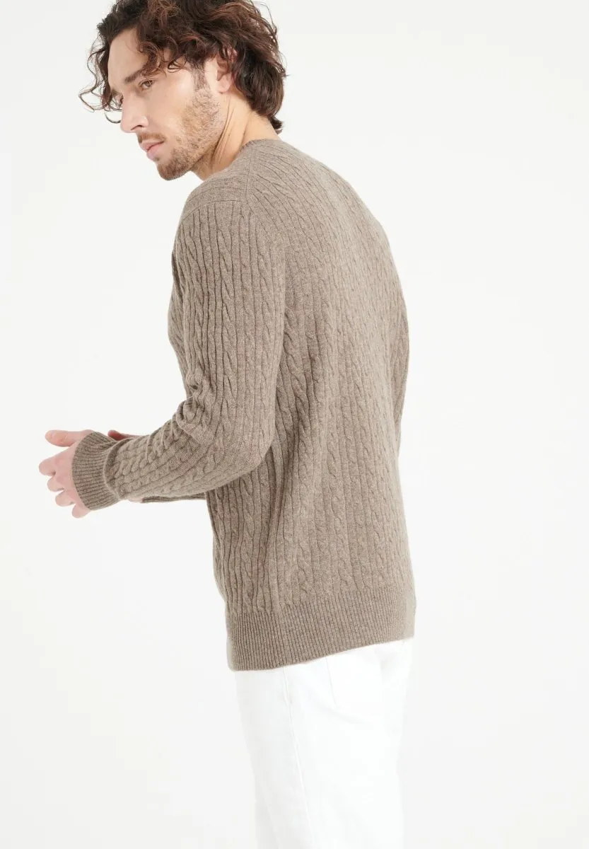 Pull col rond cachemire taupe homme - ZACH 5