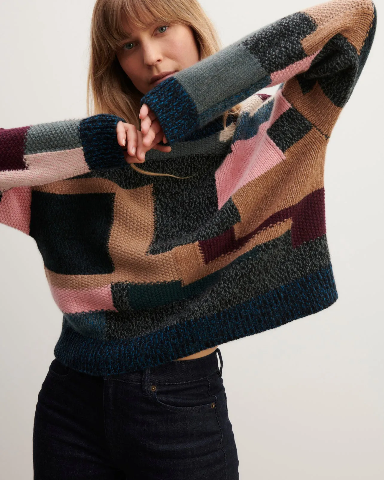 Pull col rond patchwork