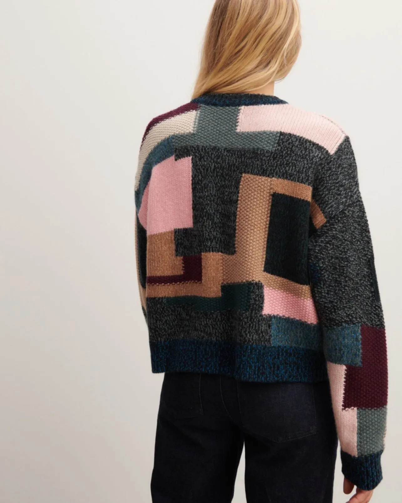 Pull col rond patchwork