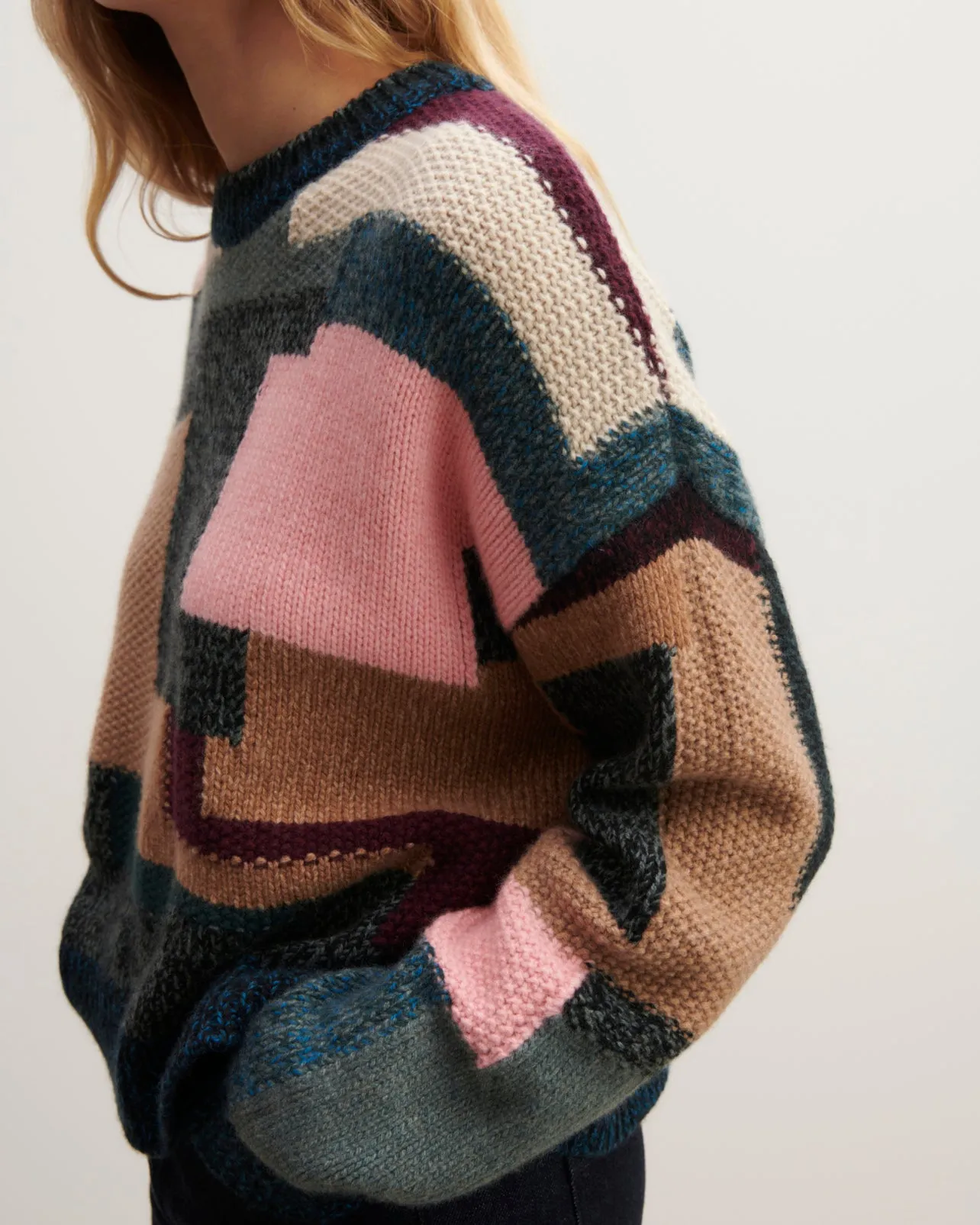 Pull col rond patchwork