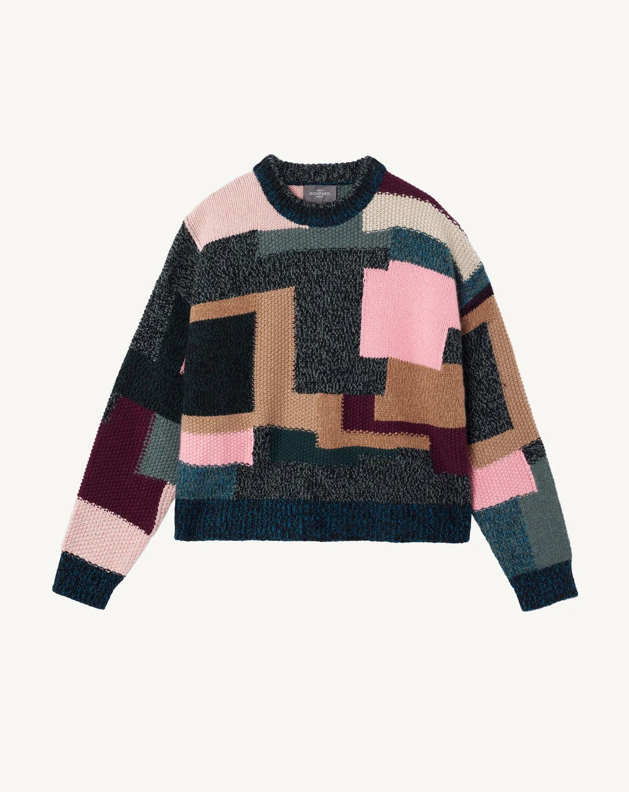 Pull col rond patchwork