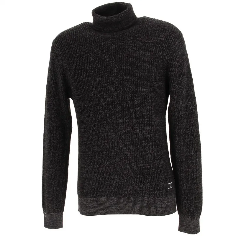 Pull col zippé henley noir homme - Deeluxe | wimod