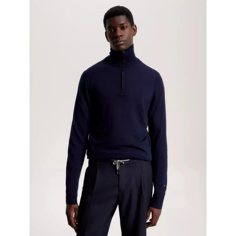 Pull col zippé henley noir homme - Deeluxe | wimod