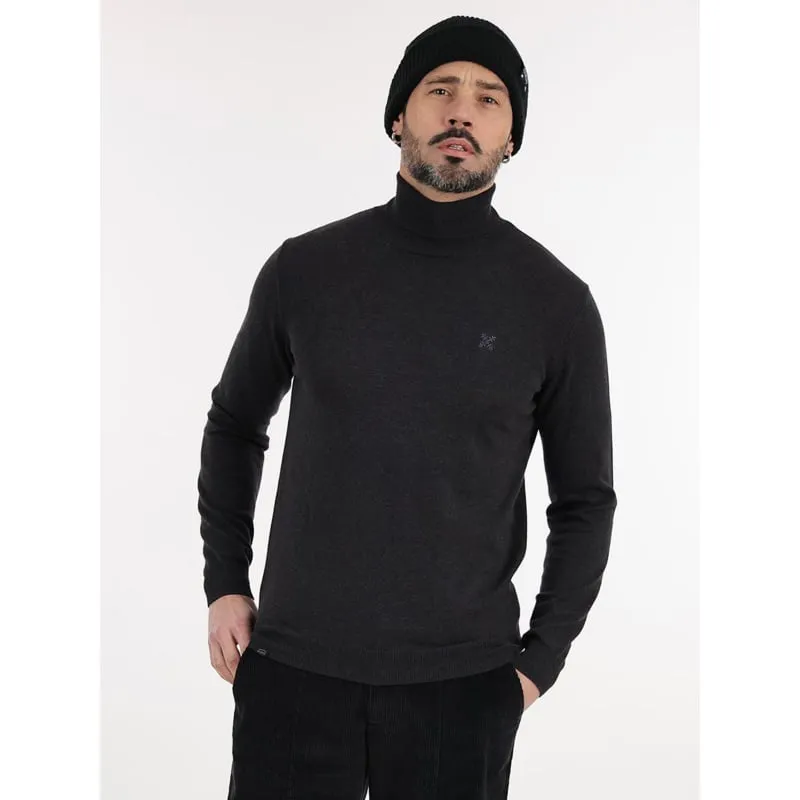 Pull col zippé henley noir homme - Deeluxe | wimod