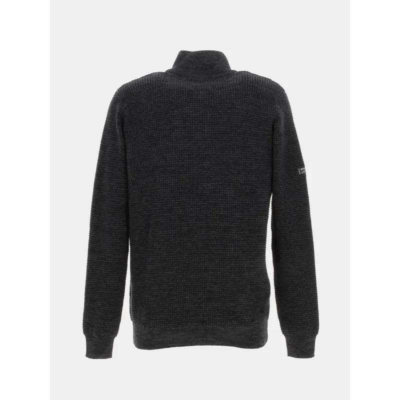 Pull col zippé henley noir homme - Deeluxe | wimod