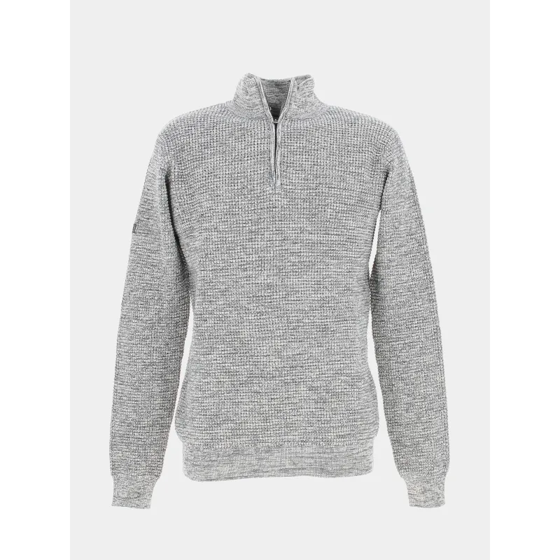 Pull col zippé henley noir homme - Deeluxe | wimod