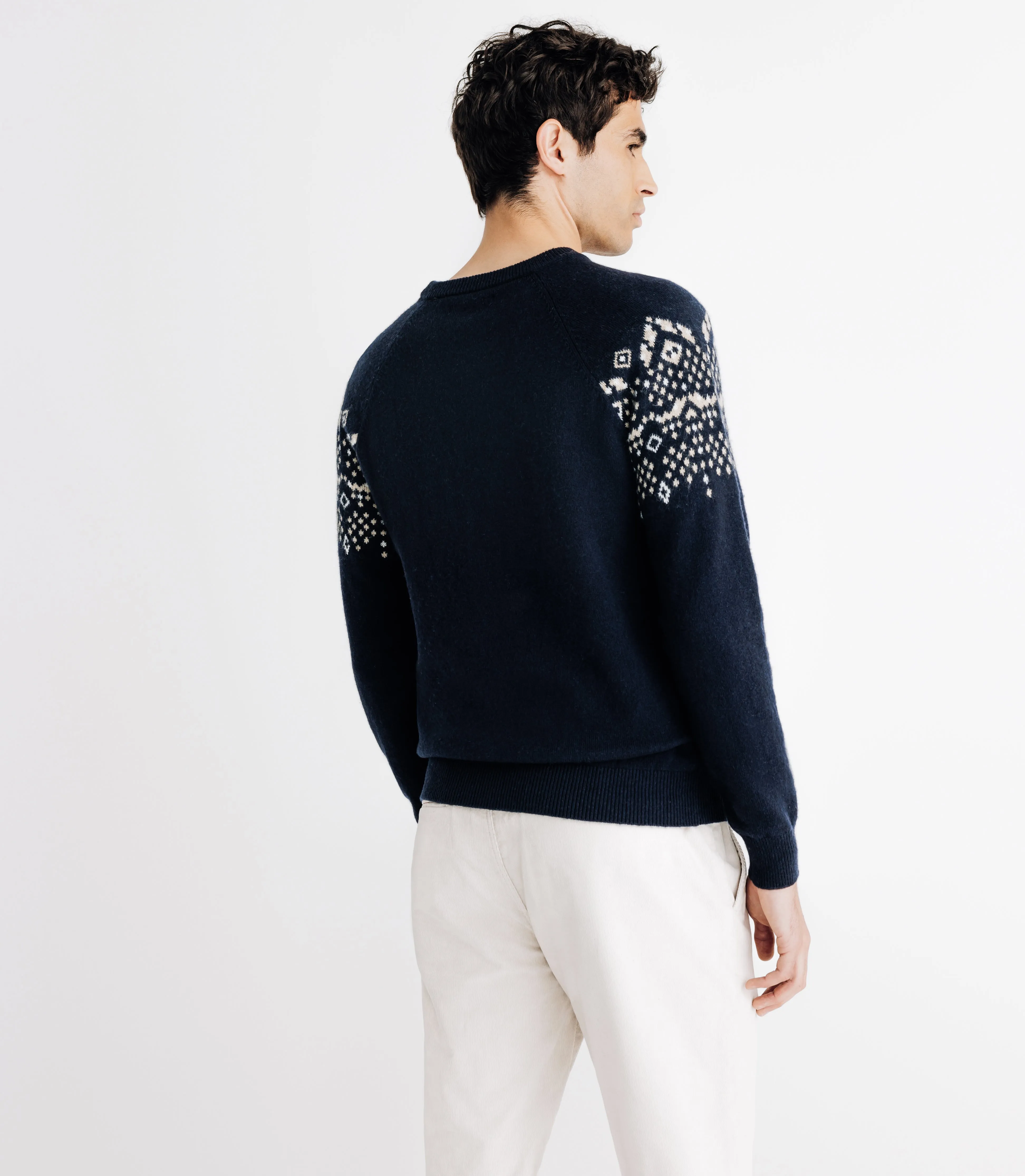 Pull en jacquard col rond marine