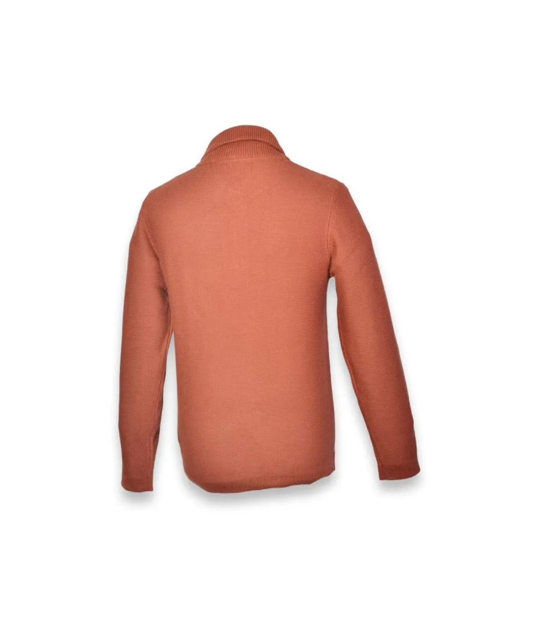 Pull homme manches longues col tunisien de couleur orange