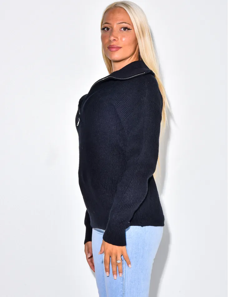 Pull oversize à col zippé / 48045 - JEANS INDUSTRY