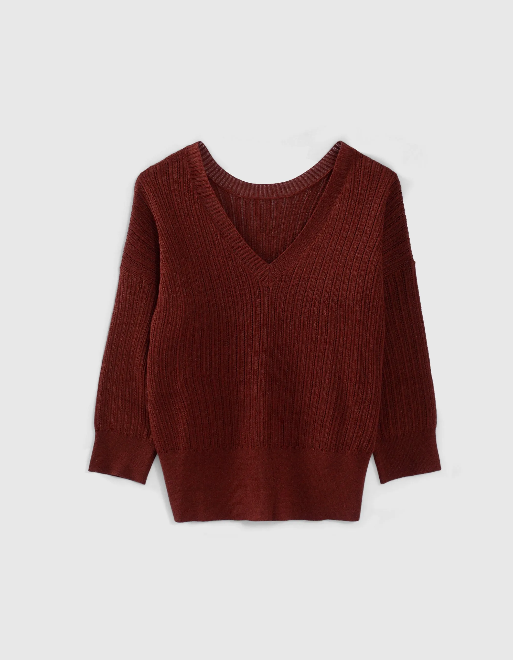 Pull tomette réversible tricot Pointelle lurex Femme