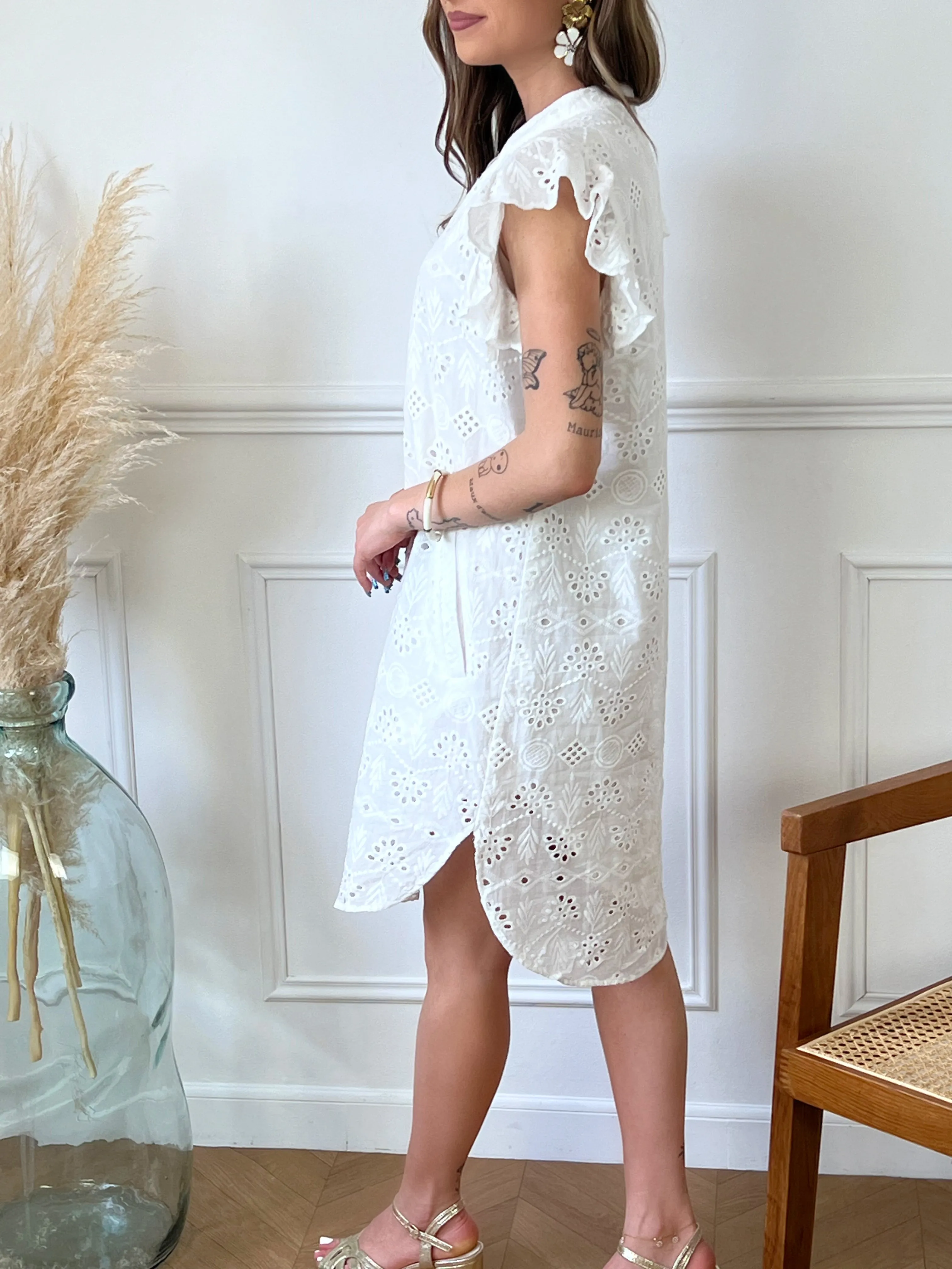 Robe blanche en broderie : Celma