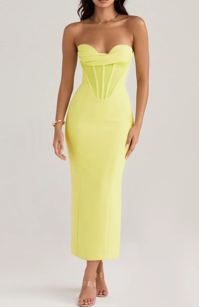 Robe Corset Cocktail Jaune