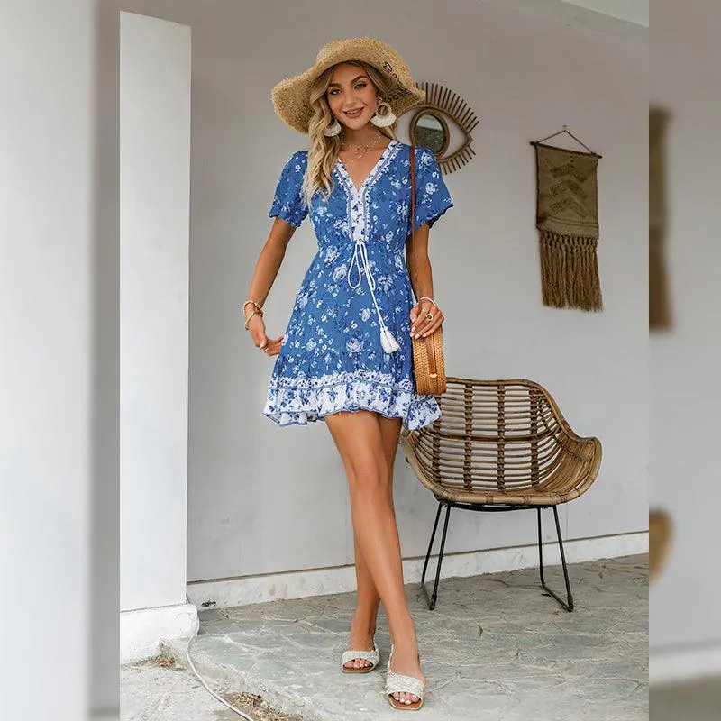 Robe Courte Bleue Plage