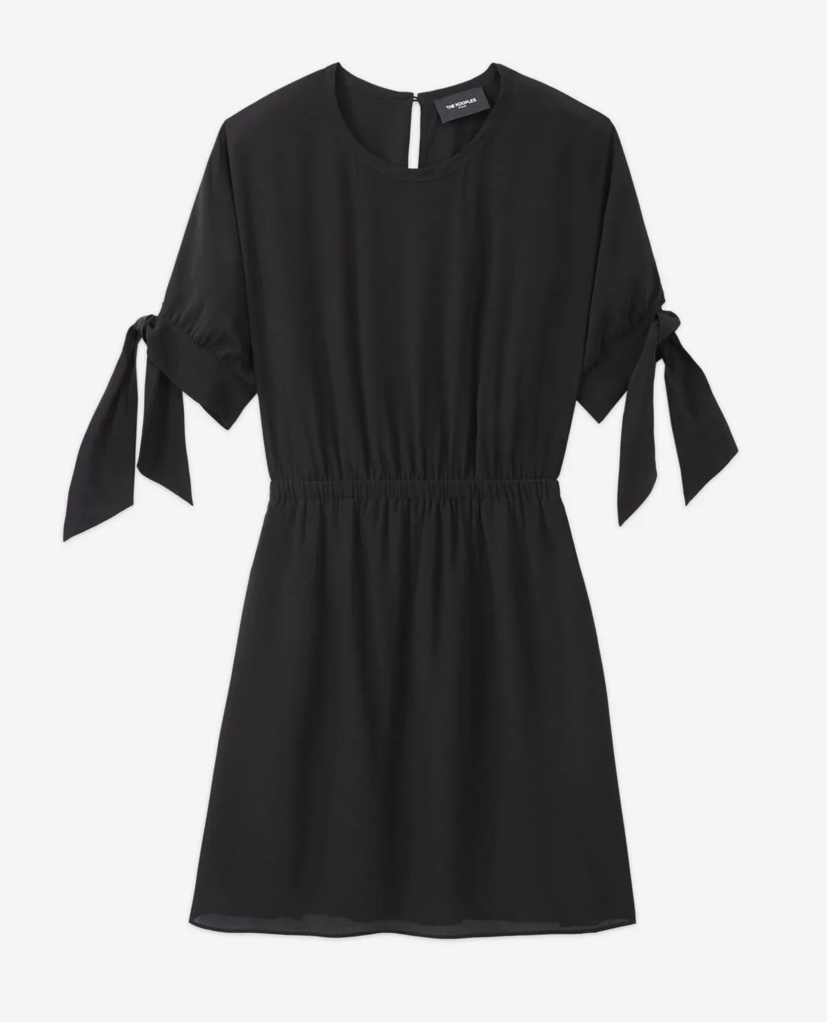 Robe courte noire manches courtes à nœuds