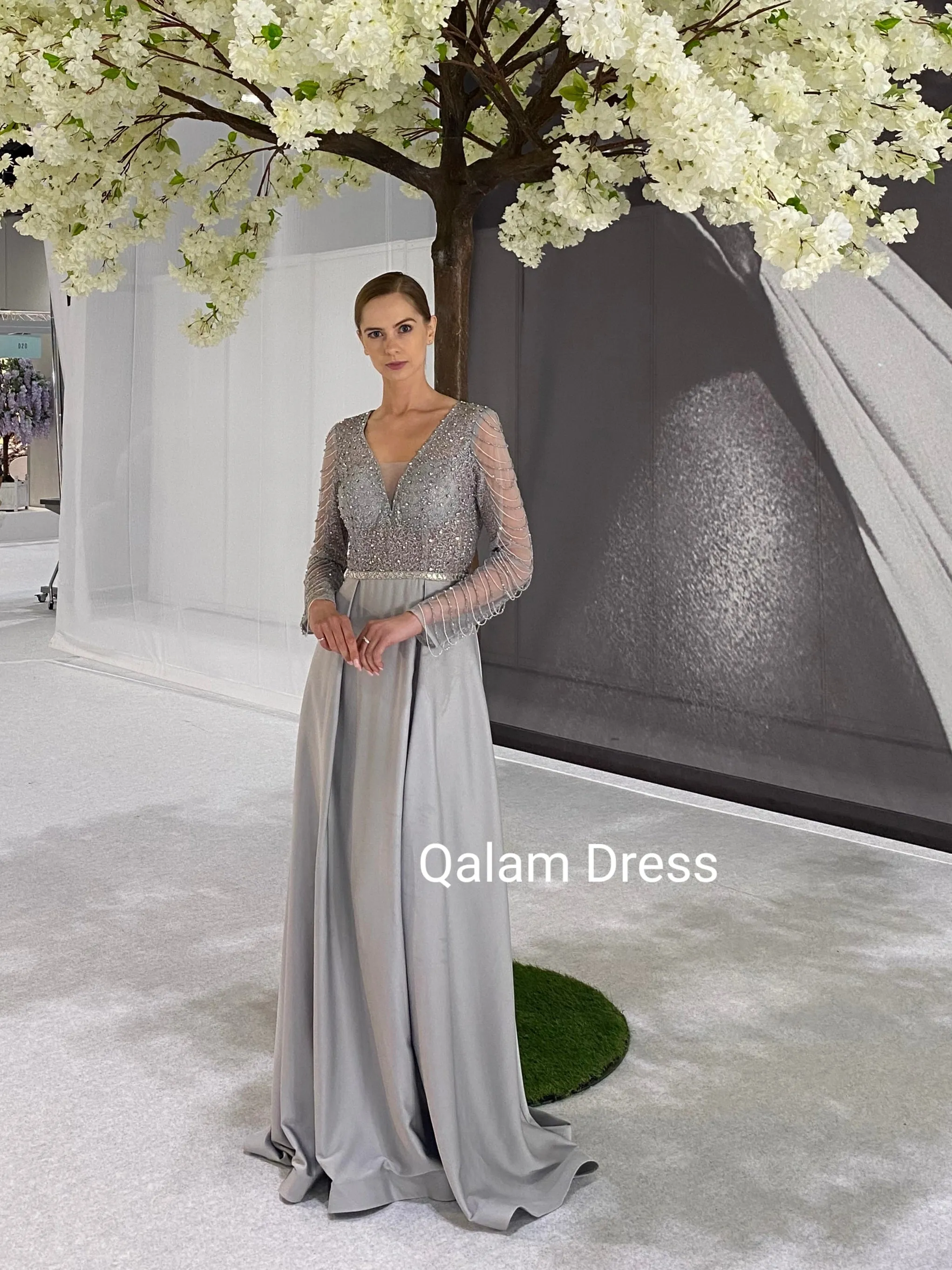 Robe de soirée Diana  Gris Argent  - Tendance Hijab