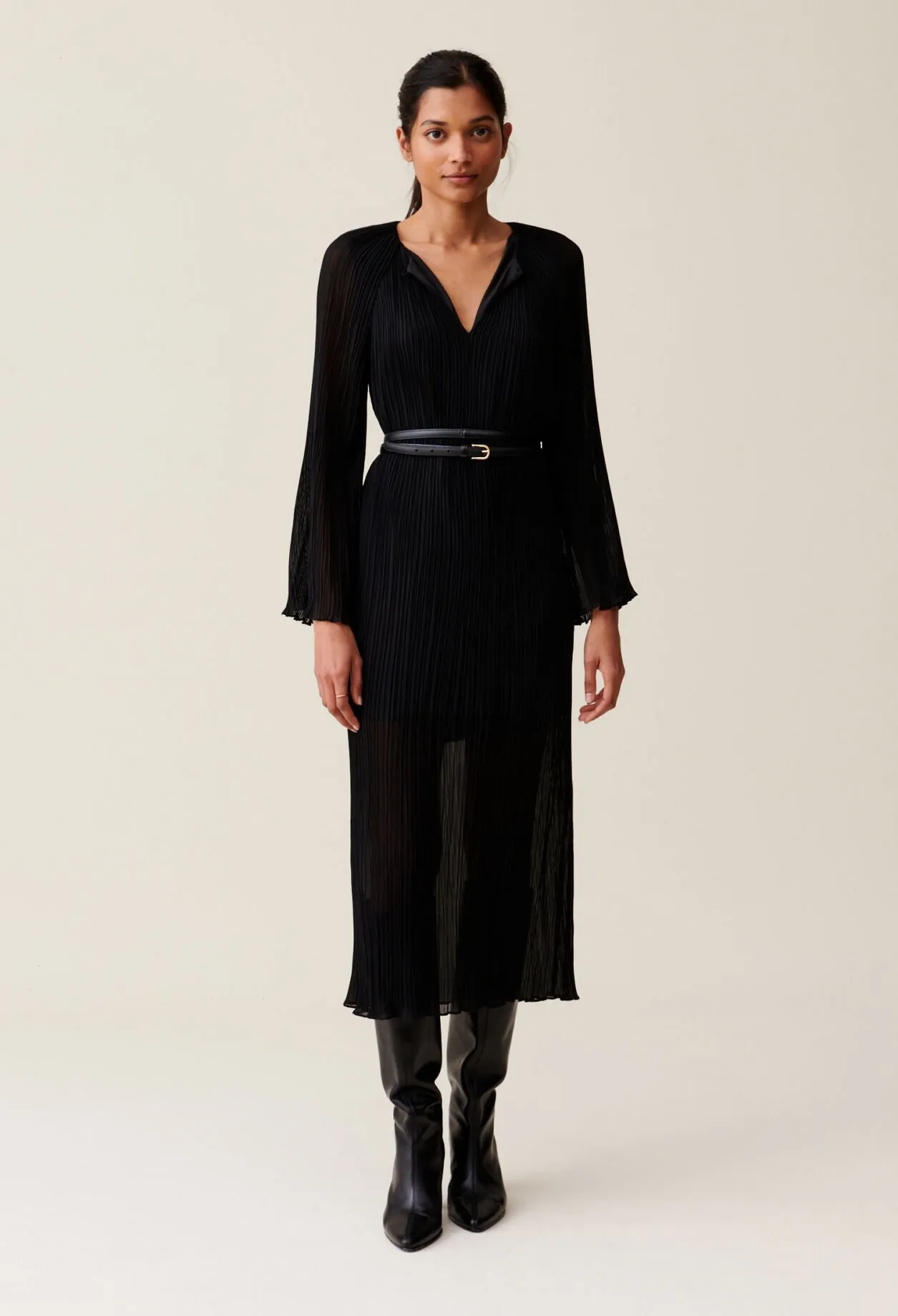 Robe longue plissée transparente | Claudie FR