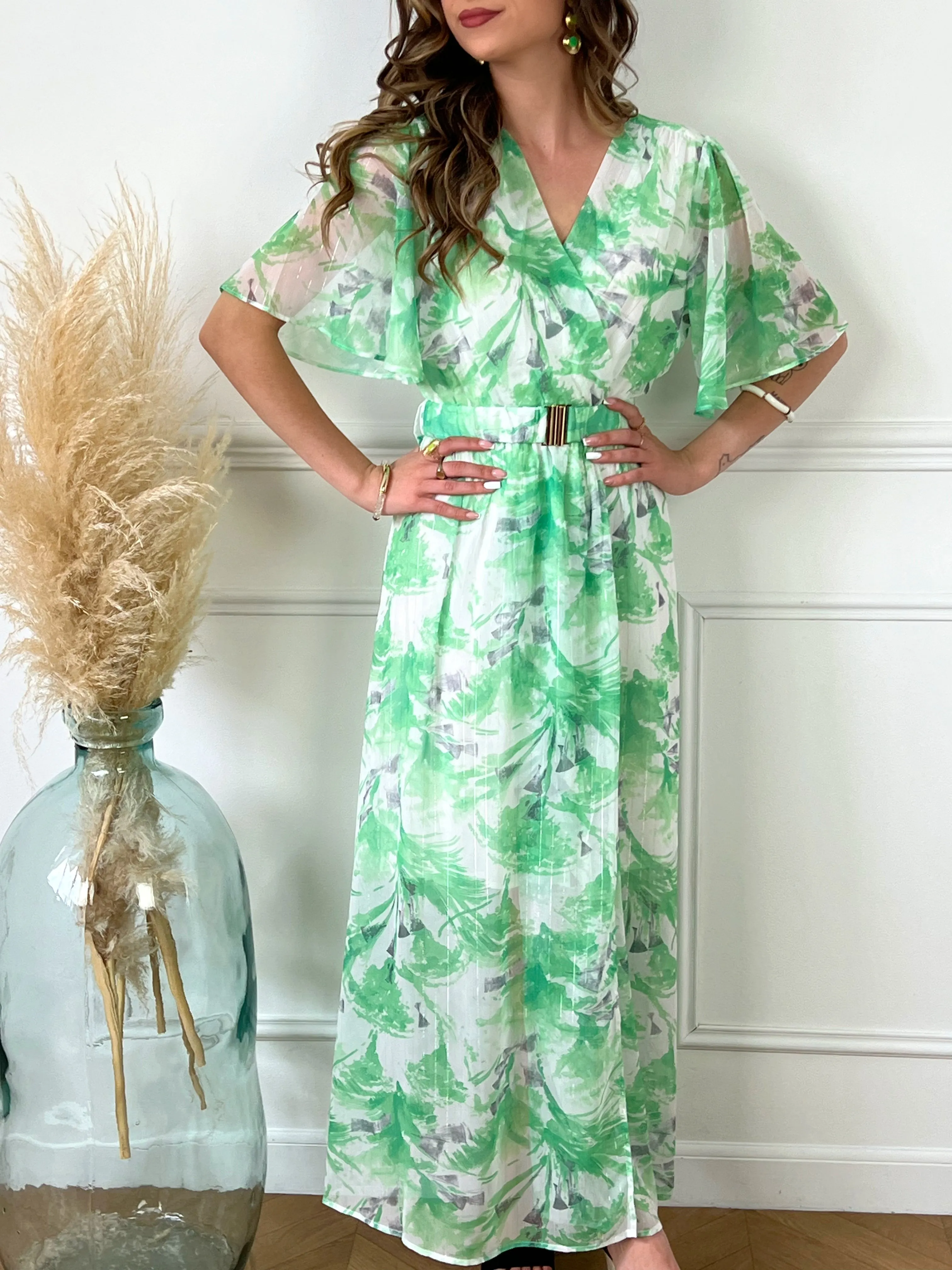 Robe longue verte et blanche  : Sumeya