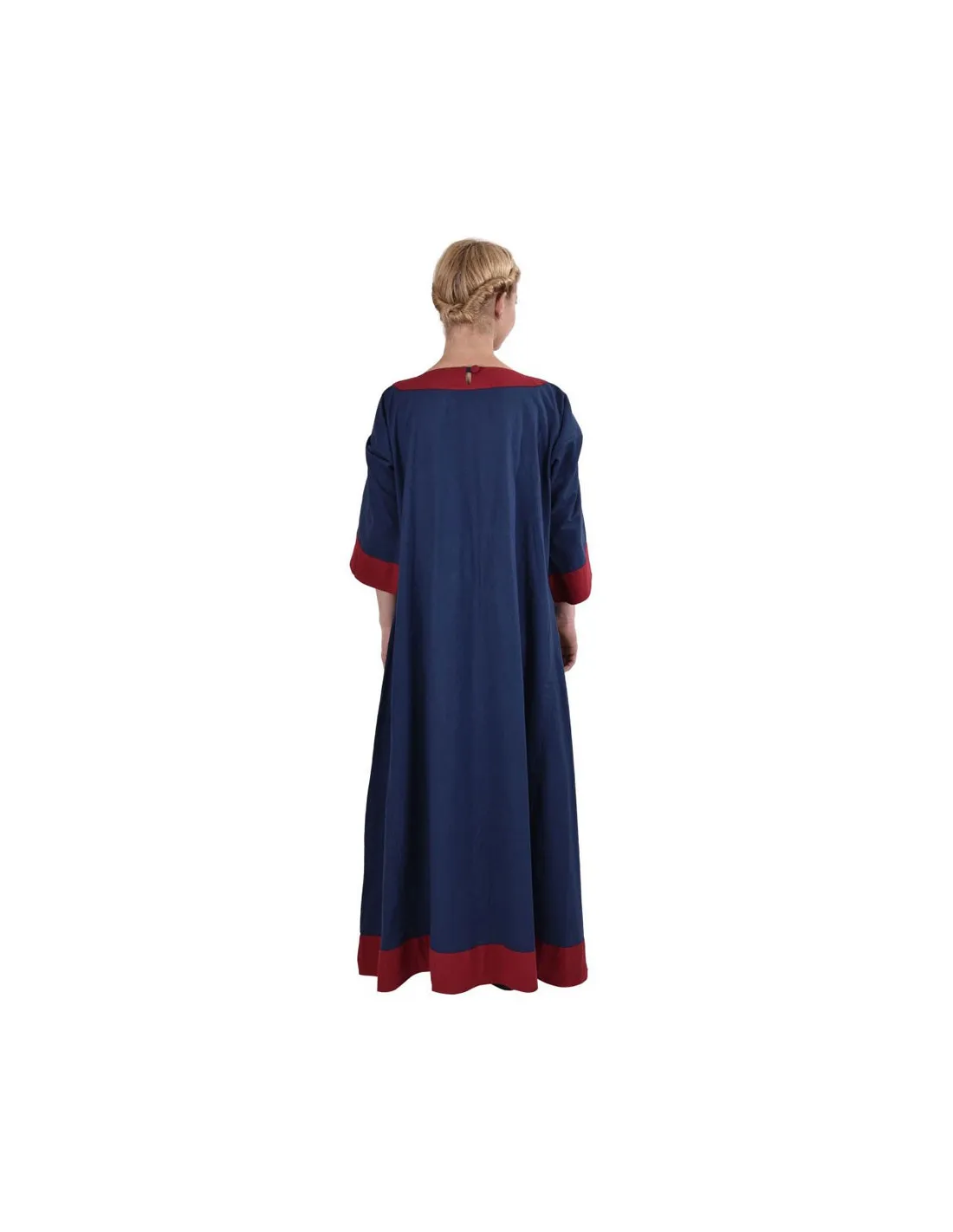 Robe médiévale Gudrun, bleu-rouge ⚔️ Boutique Épées