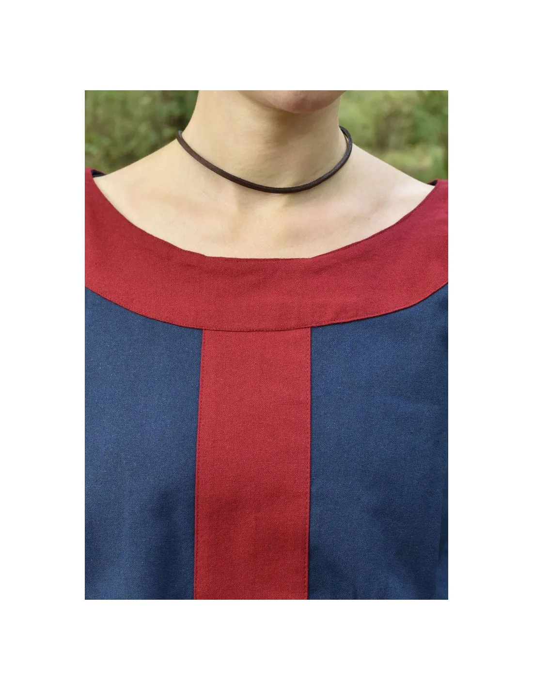 Robe médiévale Gudrun, bleu-rouge ⚔️ Boutique Épées