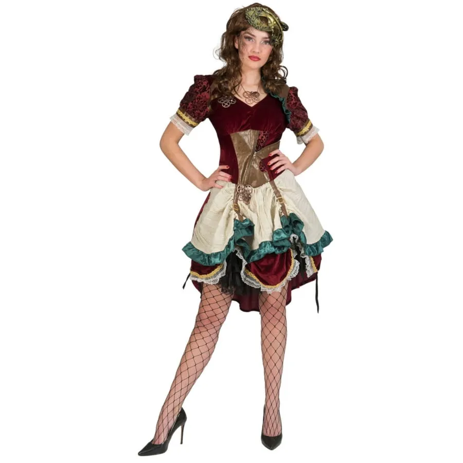 Robe steampunk pour femme, effet velours