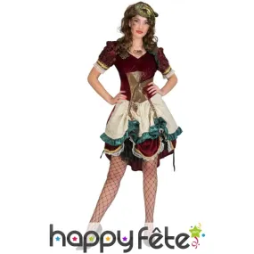 Robe steampunk pour femme, effet velours