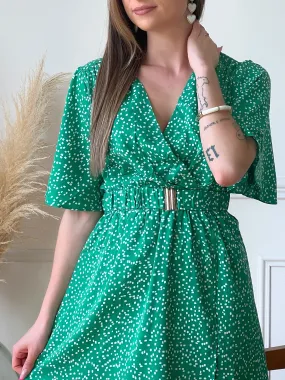 Robe verte à pois : Louina